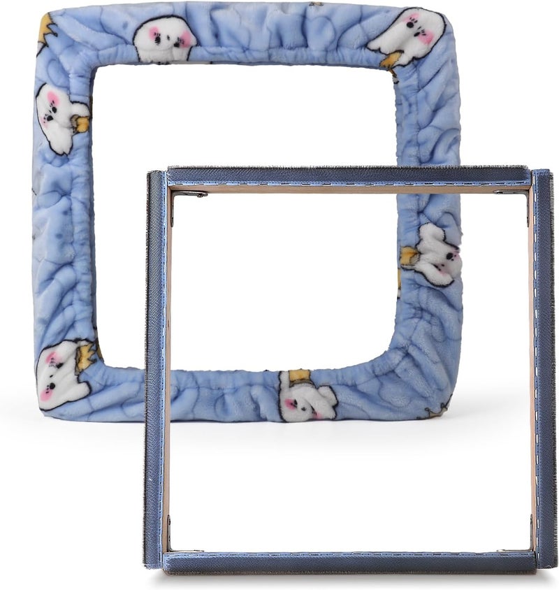 ICZW Gripper Strip Frame Punch Needle Frame Rug Hooking with Frame Cover 15.7" x 15.7" (Blue) - Image 1